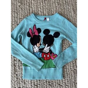 Kids Size 6 Mickey and Minnie Light Blue Sweater Vintage Like Disney